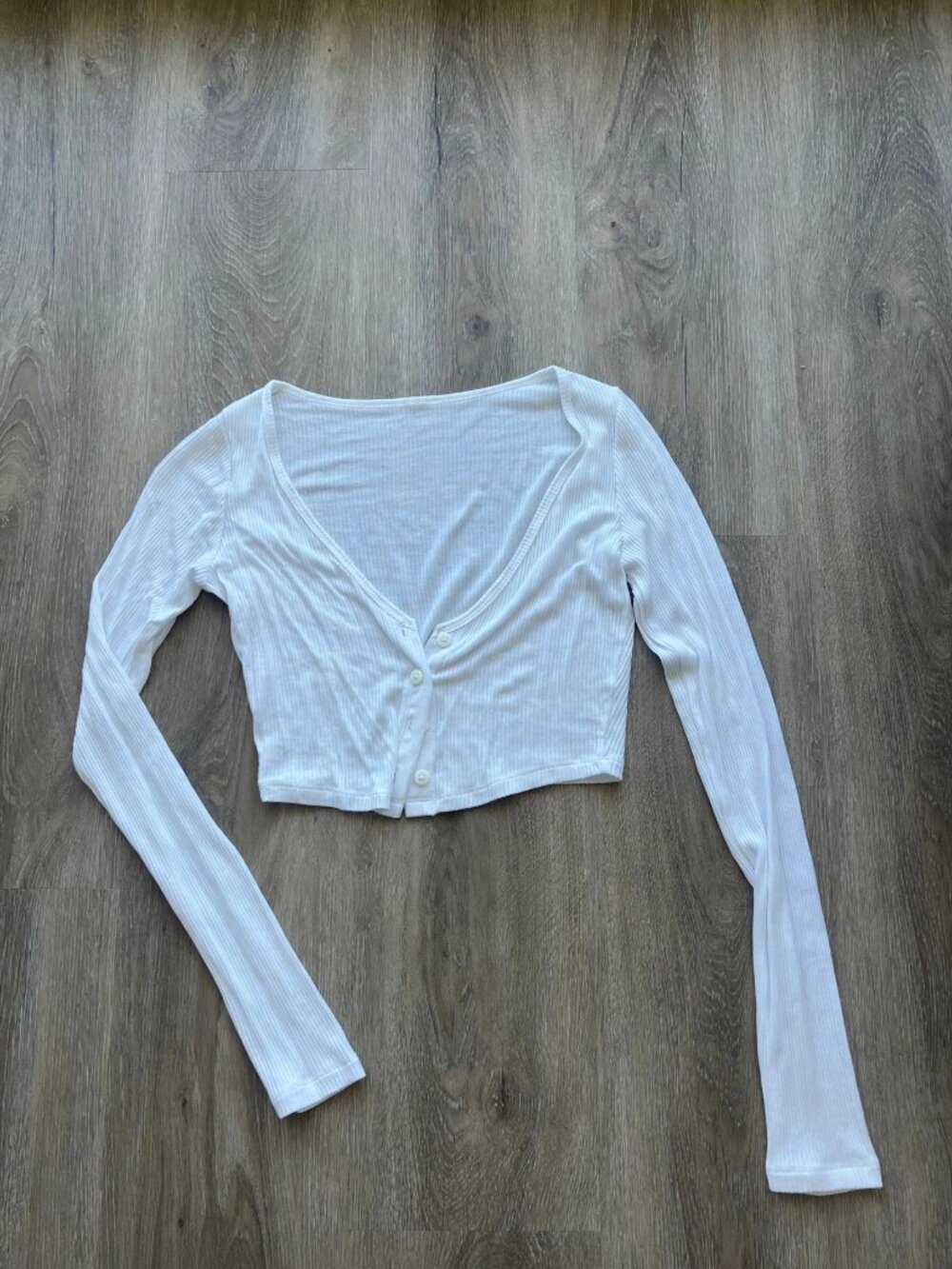 Alo Ribbed Cropped Whisper Cardigan White